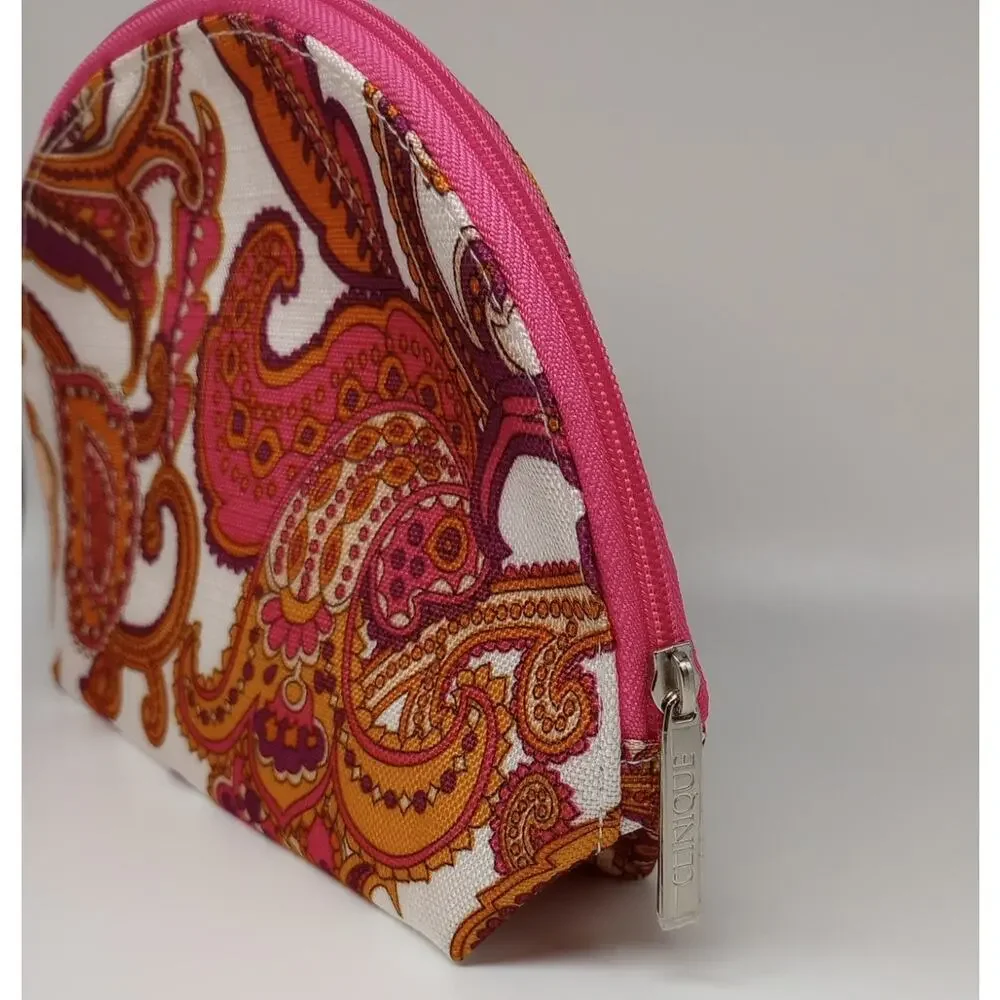 Clinique Pink‎ And Pruple Boho Print Cosmetic Bag NWOT